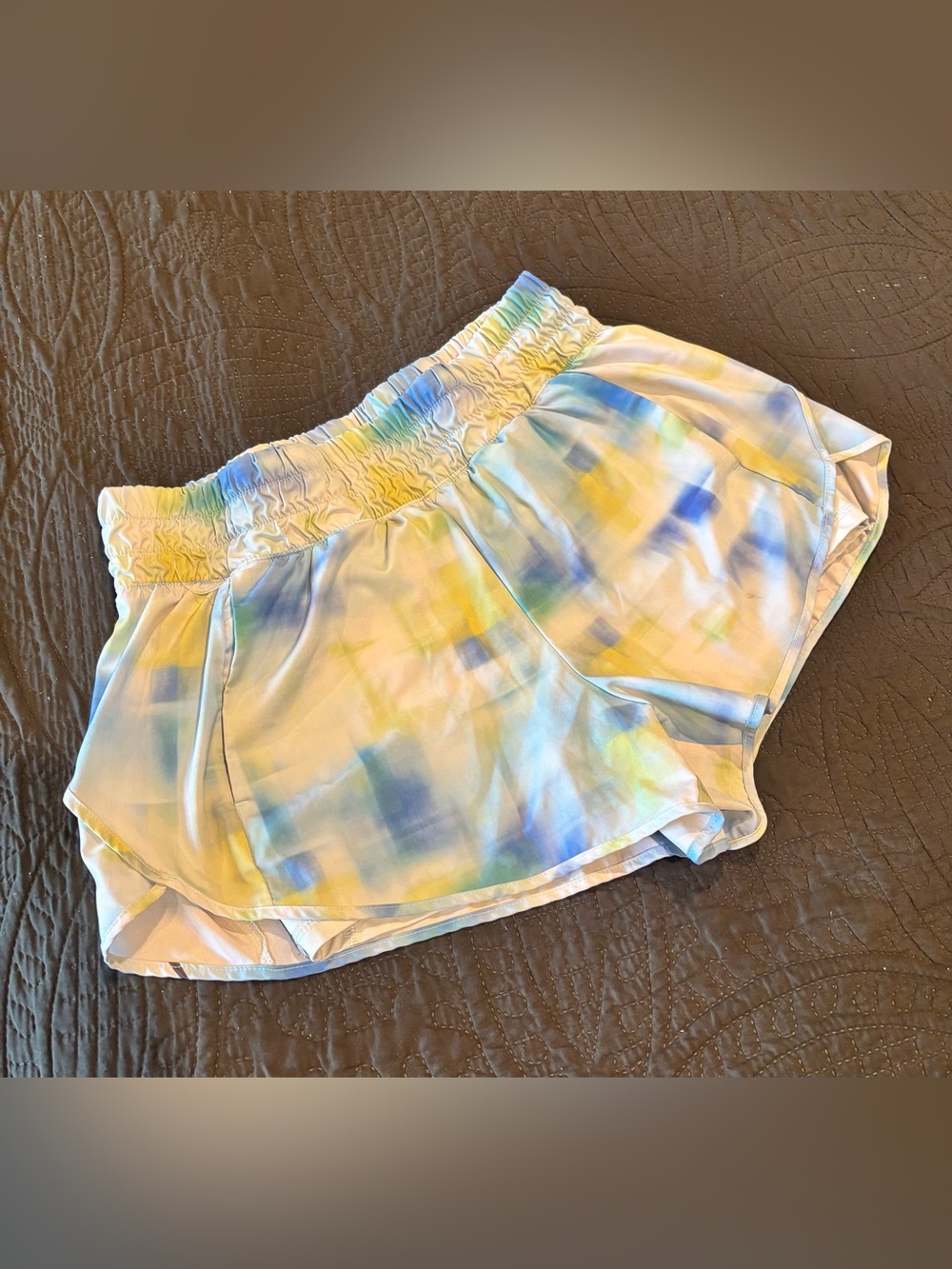 Avia Women's Blue & Yellow Tie-Dye Athletic Shorts